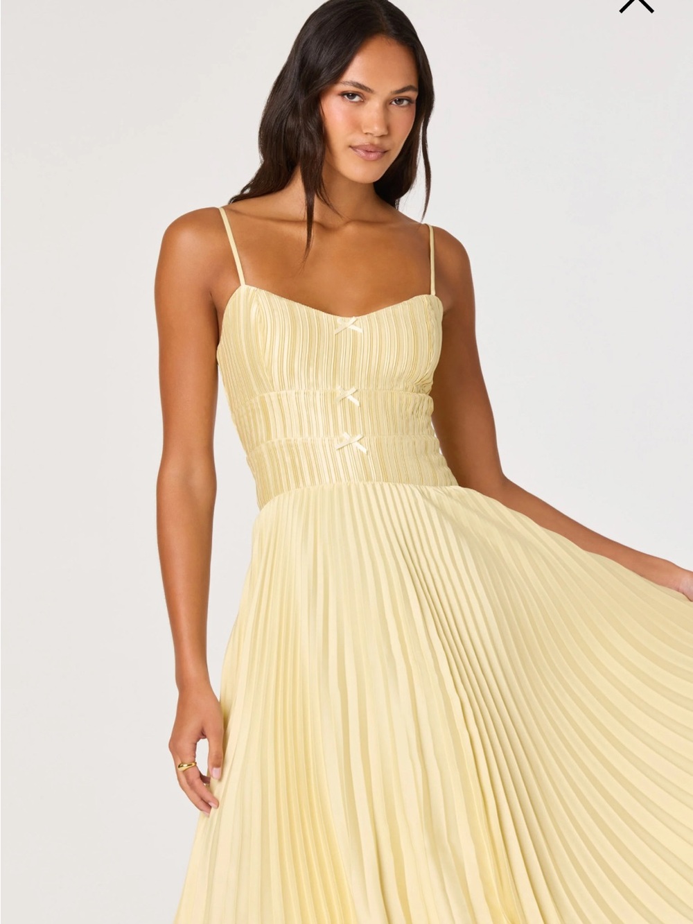 ASTR The Label Shionagh Satin Bow-Detail Pleated Midi Dress - Picture 3 of 6